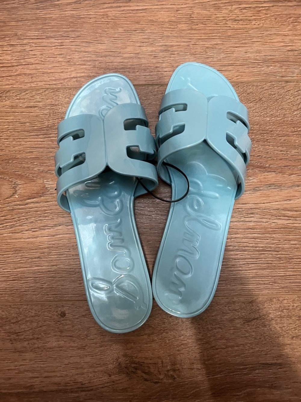 Sam Edelman Light Blue Slide Sandals with Cutout Strap